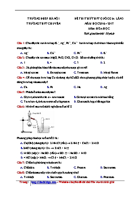 Đề thi thử chuẩn bị cho kỳ Trung học phổ thông Quốc gia lần 3 môn Hóa học năm 2017 - Đại học Sư phạm Hà Nội