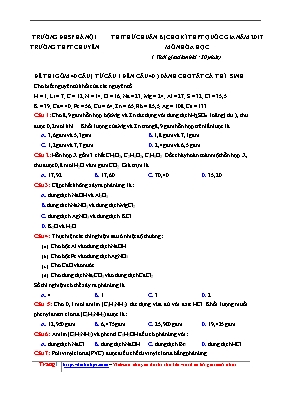 Đề thi thử chuẩn bị cho kỳ Trung học phổ thông Quốc gia môn Hóa học năm 2017 - Đại học Sư phạm Hà Nội