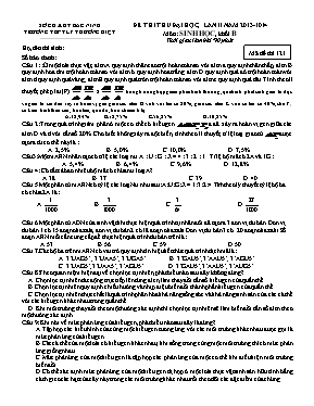 Đề thi thử Đại học lần II môn Sinh học - Mã đề 121 - Năm học 2013-2014 - Trường THPT Lý Thường Kiệt (Có đáp án)