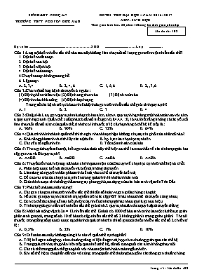 Đề thi thử Đại học môn Sinh học - Mã đề 102 - Năm học 2016-2017 - Trường THPT Nguyễn Đức Mậu