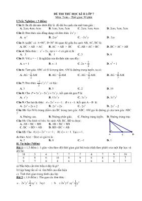 Đề thi thử học kỳ 2 môn Toán Lớp 7
