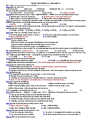Đề thi thử học kỳ II môn Hóa học Lớp 10 (Có đ