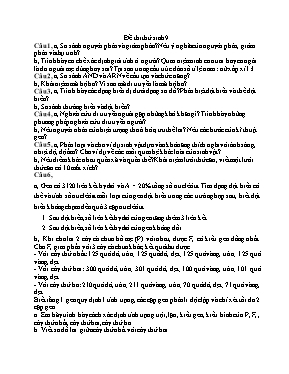 Đề thi thử học sinh giỏi môn Sinh học Lớp 9