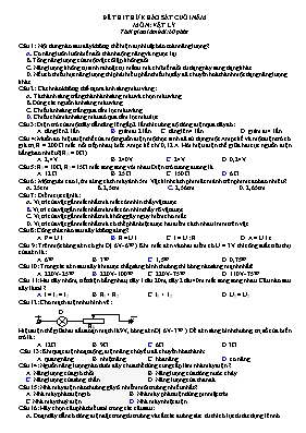 Đề thi thử khảo sát cuối năm môn Vật lý Lớp 9
