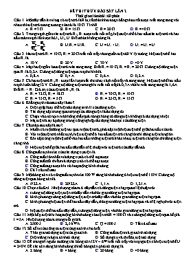 Đề thi thử khảo sát lần 2 môn Vật lý Lớp 9