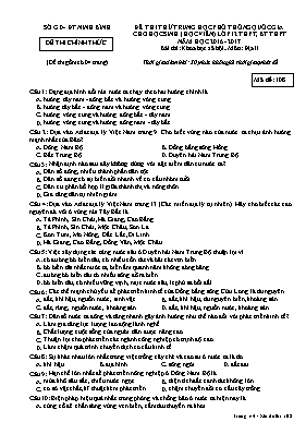 Đề thi thử THPT Quốc gia cho học sinh (học viên) môn Địa lý Lớp 12 THPT, BT THPT - Mã đề 108 - Năm học 2016-2017 - Sở GD & ĐT Ninh Bình