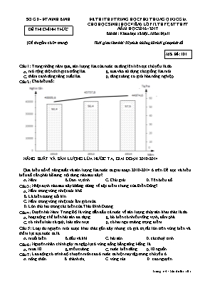 Đề thi thử THPT Quốc gia cho học sinh (học viên) môn Địa lý Lớp 12 THPT, BT THPT - Mã đề 101 - Năm học 2016-2017 - Sở GD & ĐT Ninh Bình