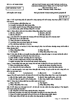 Đề thi thử THPT Quốc gia cho học sinh (học viên) môn Địa lý Lớp 12 THPT, BT THPT - Mã đề 205 - Năm học 2016-2017 - Sở GD & ĐT Ninh Bình