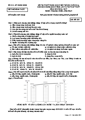 Đề thi thử THPT Quốc gia cho học sinh (học viên) môn Địa lý Lớp 12 THPT, BT THPT - Mã đề 203 - Năm học 2016-2017 - Sở GD & ĐT Ninh Bình