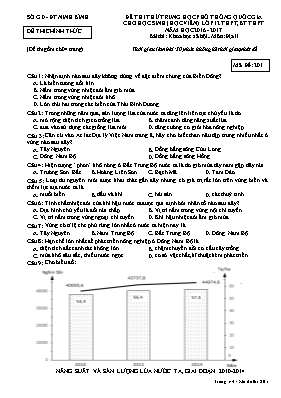 Đề thi thử THPT Quốc gia cho học sinh (học viên) môn Địa lý Lớp 12 THPT, BT THPT - Mã đề 201 - Năm học 2016-2017 - Sở GD & ĐT Ninh Bình