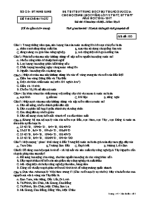 Đề thi thử THPT Quốc gia cho học sinh (học viên) môn Địa lý Lớp 12 THPT, BT THPT - Mã đề 103 - Năm học 2016-2017 - Sở GD & ĐT Ninh Bình