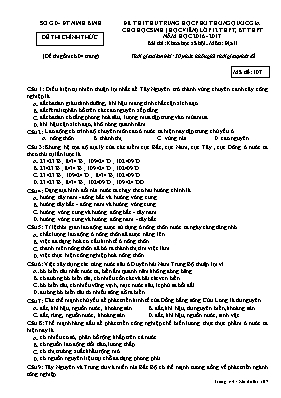 Đề thi thử THPT Quốc gia cho học sinh (học viên) môn Địa lý Lớp 12 THPT, BT THPT - Mã đề 107 - Năm học 2016-2017 - Sở GD & ĐT Ninh Bình