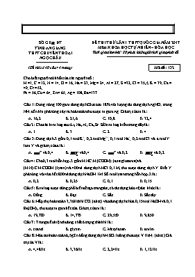 Đề thi thử THPT Quốc gia lần 1 môn Hóa học năm 2017 - Mã đề 132 - Trường THPT chuyên Thoại Ngọc Hầu (Có đáp án)