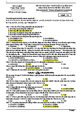 Đề thi thử THPT Quốc gia lần 1 môn Hóa học năm 2017 - Mã đề 135 - Sở Giáo dục và Đào tạo Vĩnh Phúc (Có đáp án)