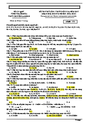 Đề thi thử THPT Quốc gia lần 1 môn Hóa học năm 2017 - Mã đề 132 - Trường THPT chuyên Lam Sơn (Có đáp án)