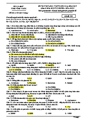 Đề thi thử THPT Quốc gia lần 1 môn Hóa học năm 2017 - Mã đề 303 - Sở Giáo dục và Đào tạo Vĩnh Phúc (Có đáp án)