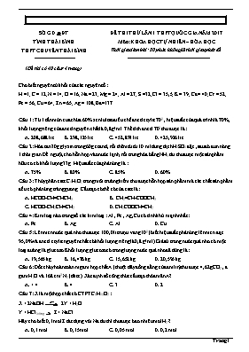 Đề thi thử THPT Quốc gia lần 1 môn Hóa học năm 2017 - Trường THPT chuyên Thái Bình (Có đáp án)