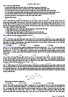 Đề thi thử THPT Quốc gia lần 1 môn Hóa học