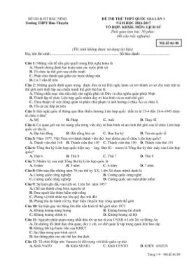 Đề thi thử THPT Quốc gia lần 1 môn Lịch sử - 