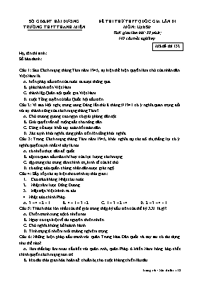 Đề thi thử THPT Quốc gia lần 1 môn Lịch sử nă