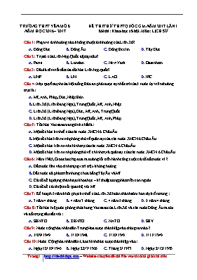 Đề thi thử THPT Quốc gia lần 1 môn Lịch sử nă