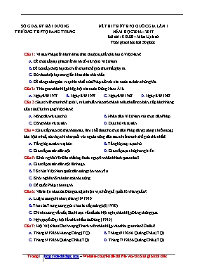 Đề thi thử THPT Quốc gia lần 1 môn Lịch sử - 