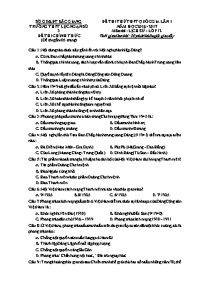 Đề thi thử THPT Quốc gia lần 1 môn Lịch sử - 