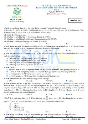 Đề thi thử THPT Quốc gia lần 1 môn Sinh học n