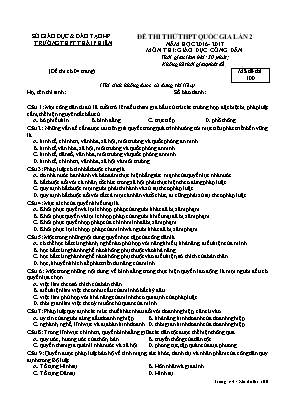 Đề thi thử THPT Quốc gia lần 2 môn Giáo dục c