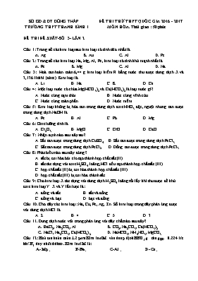Đề thi thử THPT Quốc gia lần 2 môn Hóa học - Đề số 3 - Năm học 2016-2017 - Trường THPT Thanh Bình I (Có đáp án)