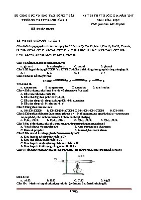 Đề thi thử THPT Quốc gia lần 2 môn Hóa học năm 2017 - Đề số 1 - Trường THPT Thanh Bình 2 (Có đáp án)