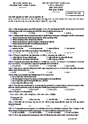 Đề thi thử THPT Quốc gia lần 2 môn Hóa học năm 2017 - Mã đề 007 - Trường THPT Long Thành