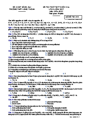 Đề thi thử THPT Quốc gia lần 2 môn Hóa học năm 2017 - Mã đề 013 - Trường THPT Long Thành