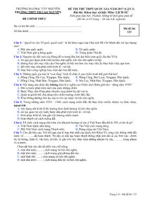 Đề thi thử THPT Quốc gia lần 2 môn Lịch sử nă