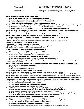 Đề thi thử THPT Quốc gia lần 2 môn Sinh học -