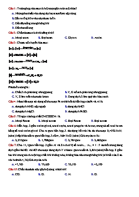 Đề thi thử THPT Quốc gia lần 3 môn Hóa học tỉ