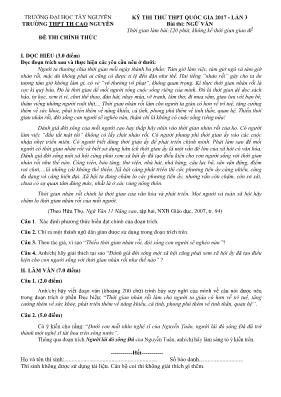 Đề thi thử THPT Quốc gia lần 3 môn Ngữ văn nă