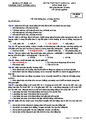 Đề thi thử THPT Quốc gia lần 3 môn Sinh học - Mã đề 305 - Trường THPT Quỳnh Lưu 4