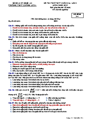 Đề thi thử THPT Quốc gia lần 3 môn Sinh học - Mã đề 341 - Trường THPT Quỳnh Lưu 4