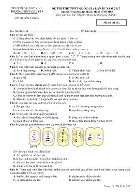 Đề thi thử THPT Quốc gia lần 3 môn Sinh học năm 2017 - Mã đề 132 - Trường Đại học Vinh