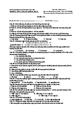 Đề thi thử THPT Quốc gia lần 4 môn Sinh học -