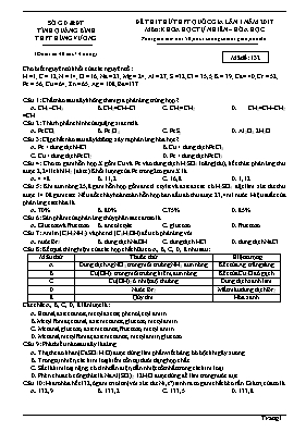 Đề thi thử THPT Quốc gia lần I môn Hóa học nă