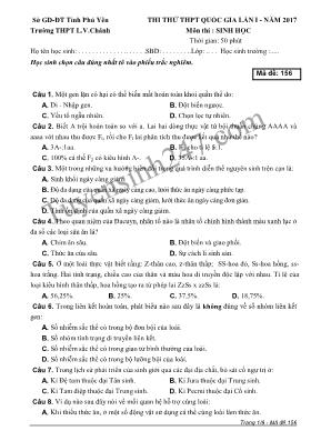 Đề thi thử THPT Quốc gia lần I môn Sinh học n