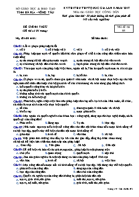 Đề thi thử THPT Quốc gia lần II môn Giáo dục công dân năm 2017 - Mã đề 05 - Sở GD & ĐT Bà Rịa - Vũng Tàu
