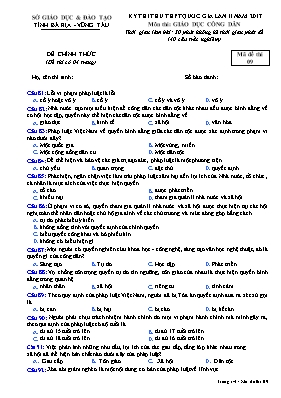 Đề thi thử THPT Quốc gia lần II môn Giáo dục công dân năm 2017 - Mã đề 09 - Sở GD & ĐT Bà Rịa - Vũng Tàu