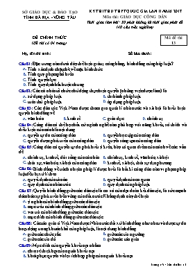 Đề thi thử THPT Quốc gia lần II môn Giáo dục công dân năm 2017 - Mã đề 13 - Sở GD & ĐT Bà Rịa - Vũng Tàu