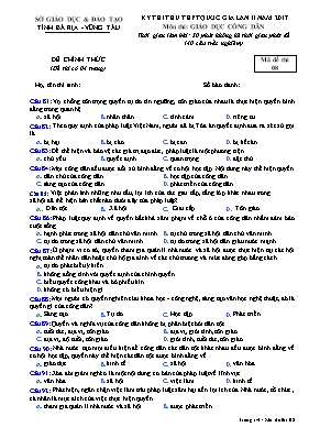 Đề thi thử THPT Quốc gia lần II môn Giáo dục công dân năm 2017 - Mã đề 08 - Sở GD & ĐT Bà Rịa - Vũng Tàu