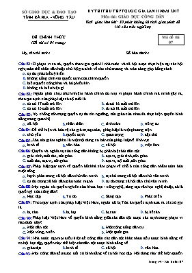 Đề thi thử THPT Quốc gia lần II môn Giáo dục công dân năm 2017 - Mã đề 07 - Sở GD & ĐT Bà Rịa - Vũng Tàu