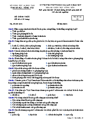 Đề thi thử THPT Quốc gia lần II môn Giáo dục công dân năm 2017 - Mã đề 18 - Sở GD & ĐT Bà Rịa - Vũng Tàu