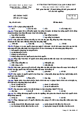 Đề thi thử THPT Quốc gia lần II môn Giáo dục công dân năm 2017 - Mã đề 12 - Sở GD & ĐT Bà Rịa - Vũng Tàu